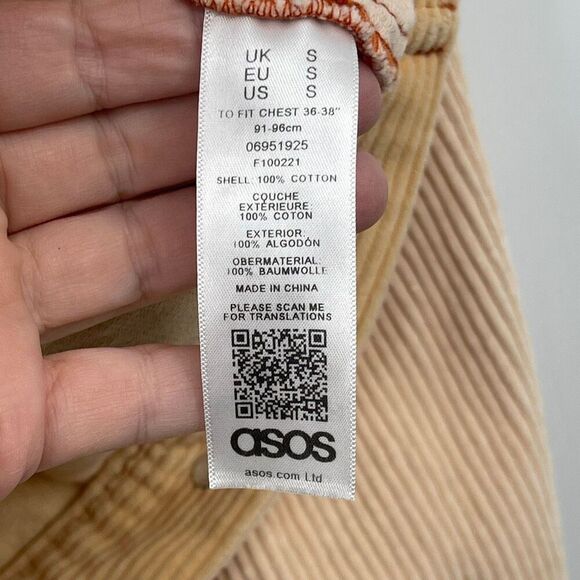 Asos Pink Yellow Tan Color Block Corduroy Cotton Trucker Jacket Size Small - Picture 5 of 10